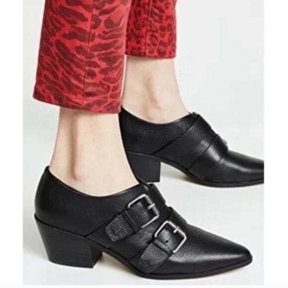 Splendid Shoes - Splendid Anthropologie Carla Pointed Western Cowboy Leather Buckle Boots Black 6